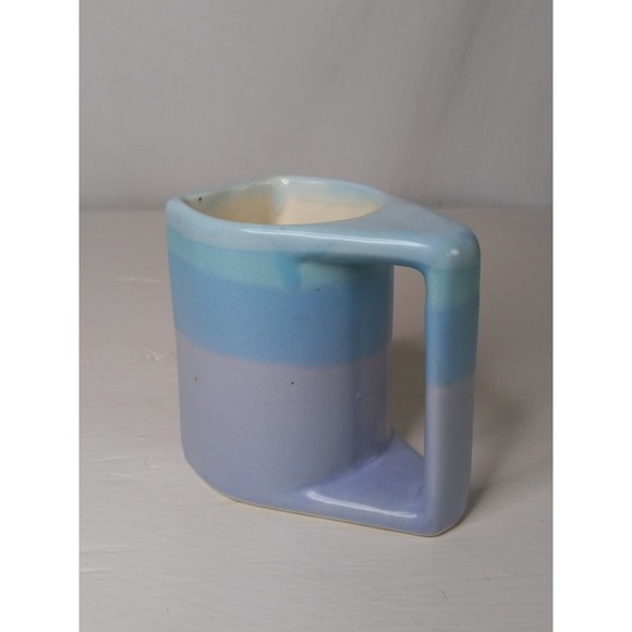 Padilla Stackable Coffee Mug Turquoise Blue Purple Stripes Striped Pottery - Picture 3 of 5